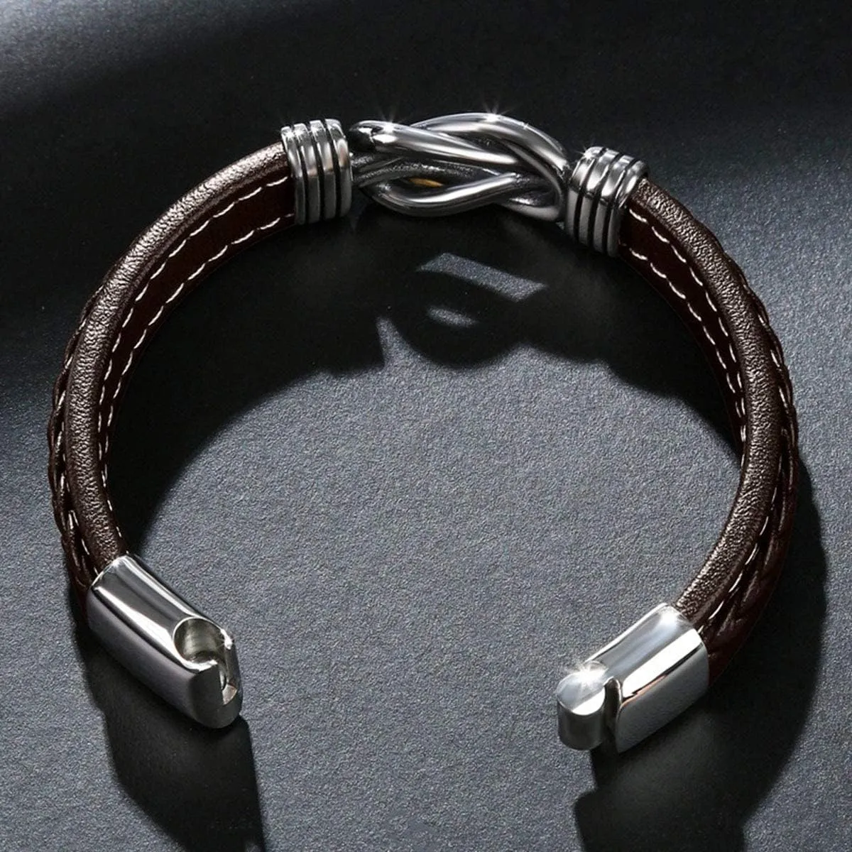 Men's Leather Bracelet with Stainless Steel Magnetic Clasp Wristband Cuff Bangle Personality Bracelets