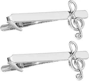 Men's Tie Clips Set Musical Note Tie Bar Elegant Comfortable Collar Clips