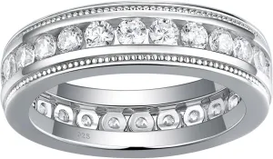 Men's Wedding Rings 925 Sterling Silver Ring 1.6ct 26 Round Cut White AAA Cubic Zirconia Size 8-13