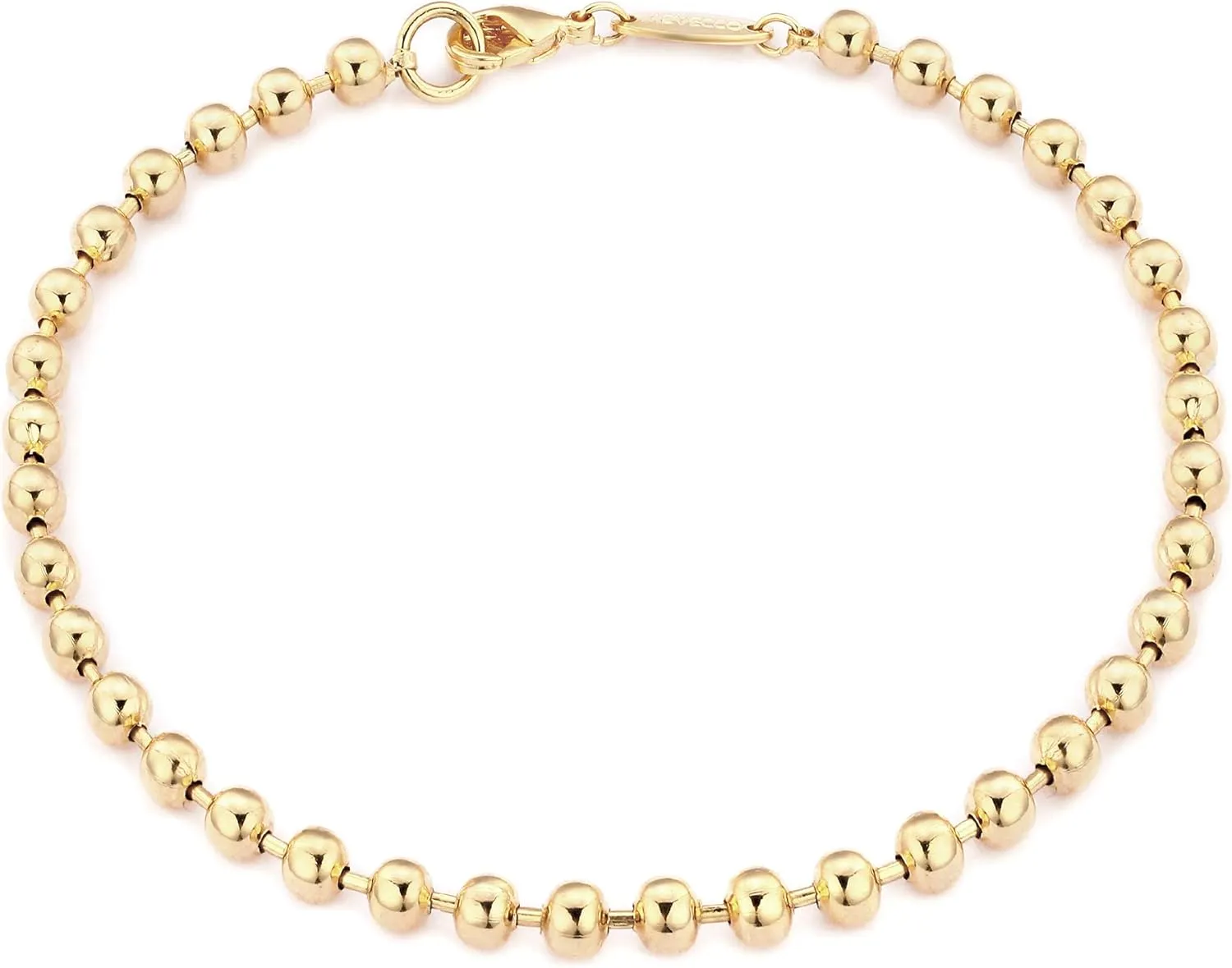 MEVECCO Gold Beaded Bracelets,14K Gold Plated Handmade Cute Satellite Round Beads Dainty Chain Bracelet for Women 4mm