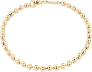 MEVECCO Gold Beaded Bracelets,14K Gold Plated Handmade Cute Satellite Round Beads Dainty Chain Bracelet for Women 4mm