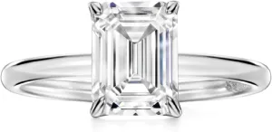 Michooyel 18K Gold Plated Cubic Zirconia Engagement Ring for Women, 2.0ct Emerald cut CZ Solitaire Promise Rings 925 Sterling Silver Rings
