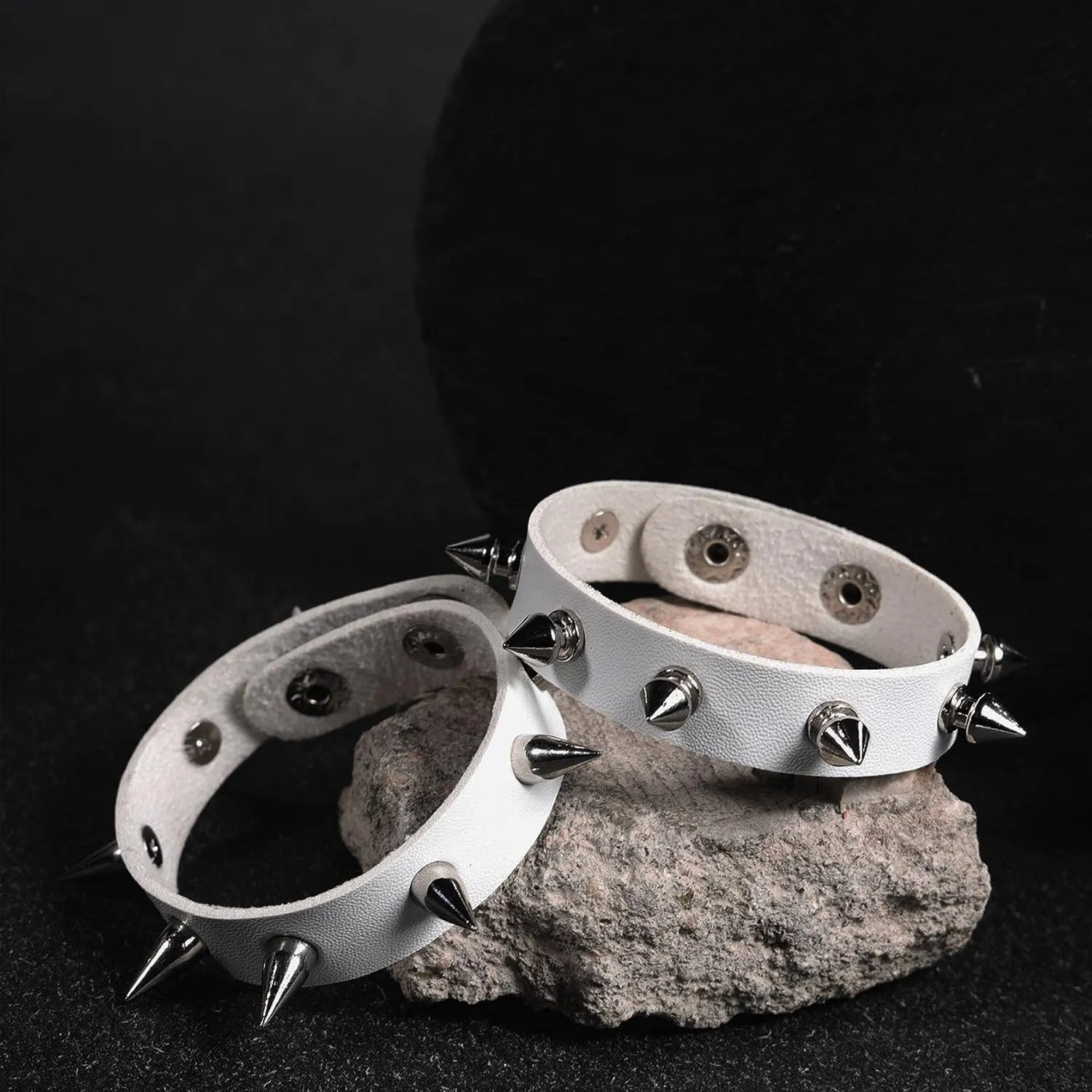 MILAKOO Men Punk Leather Bracelet Spike Cuff Wrap Bracelets Wristband for Women