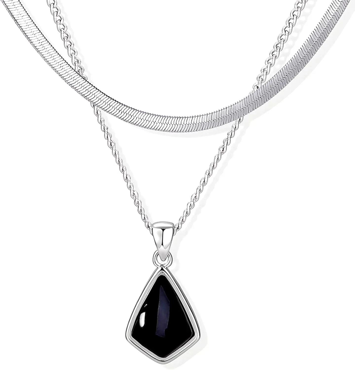Milan Chiva Gold Pendant Necklace for Women 14K Dainty Cubic Zirconia GemStone Statement Chain Jewelry