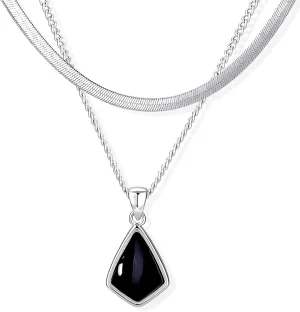 Milan Chiva Gold Pendant Necklace for Women 14K Dainty Cubic Zirconia GemStone Statement Chain Jewelry