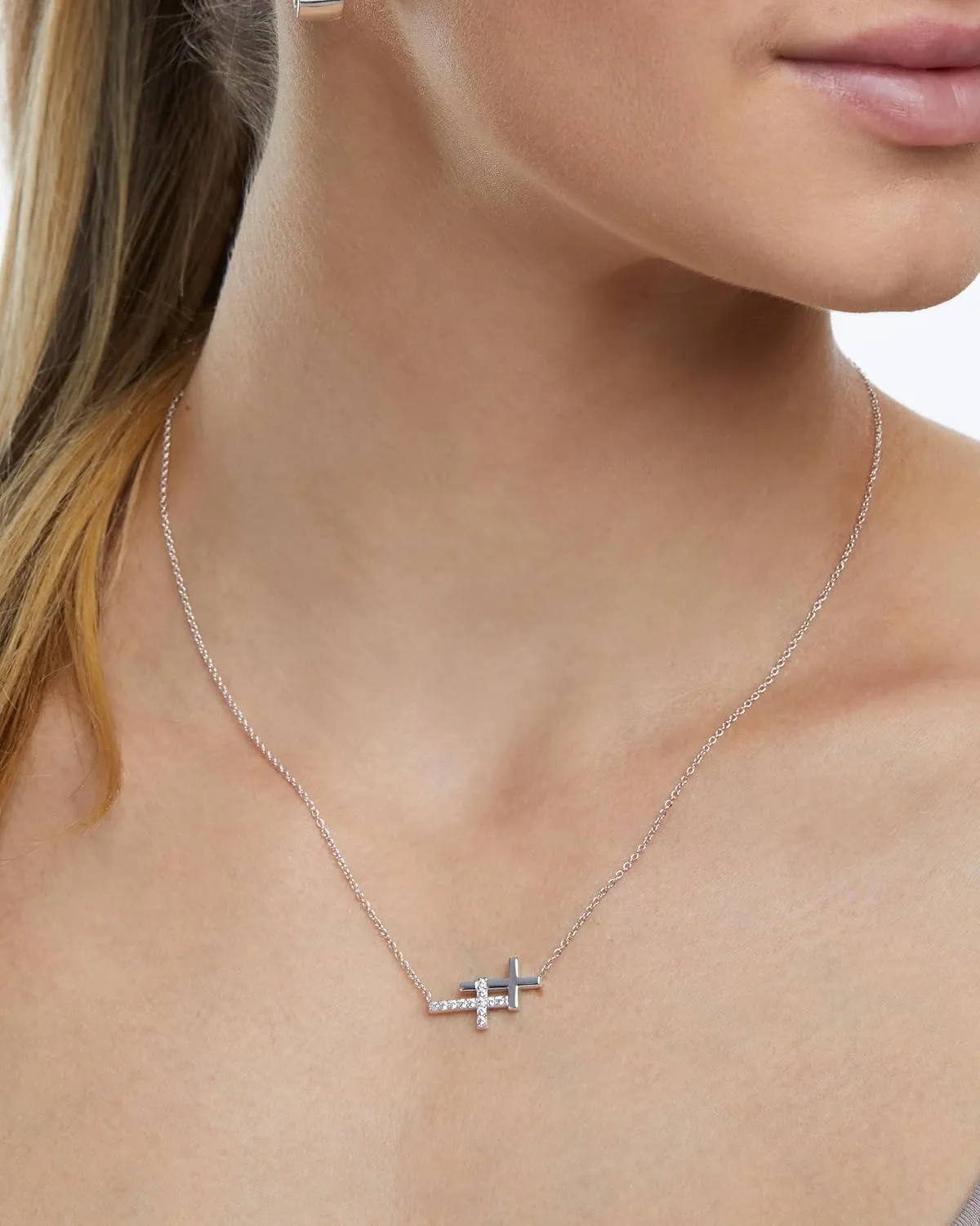 Milla 14K Gold Plated Cross Necklace for Women, Silver Cross Necklaces for Women, 18 inches Chain with Cross Pendant