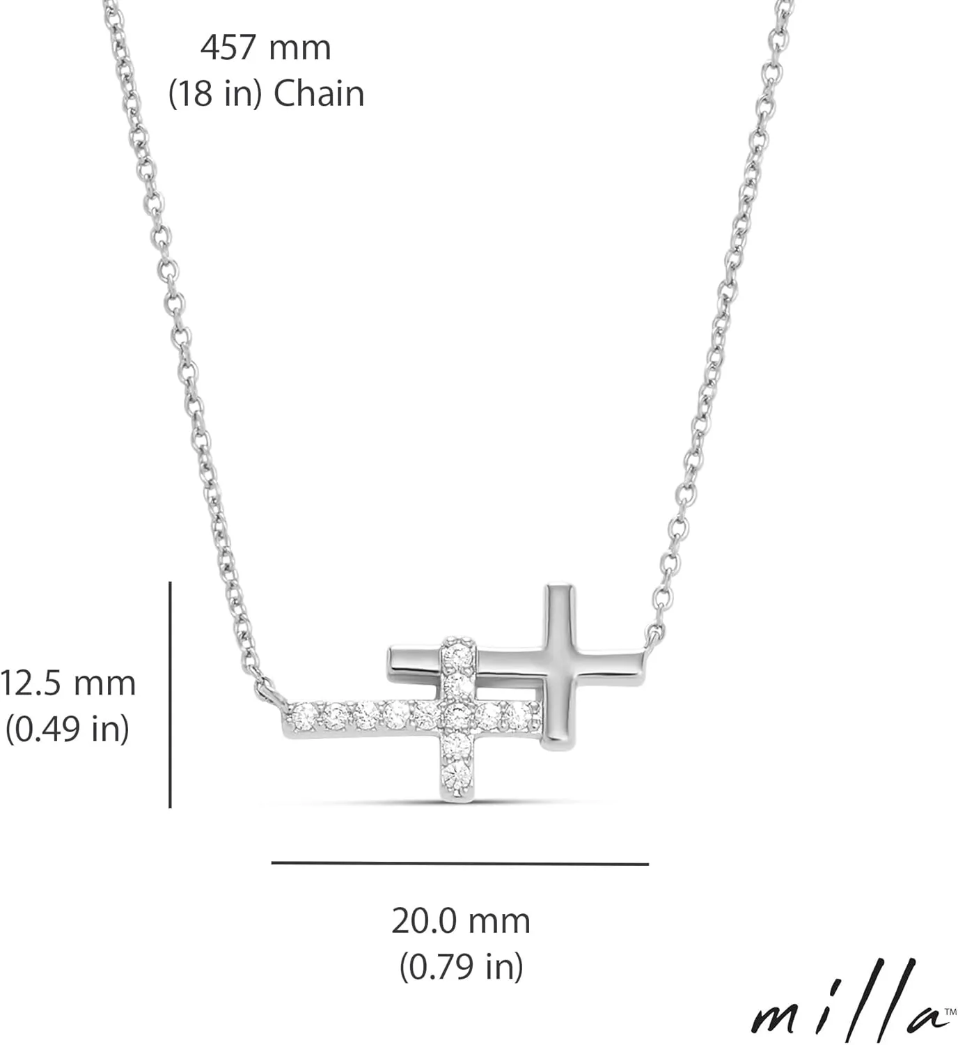 Milla 14K Gold Plated Cross Necklace for Women, Silver Cross Necklaces for Women, 18 inches Chain with Cross Pendant