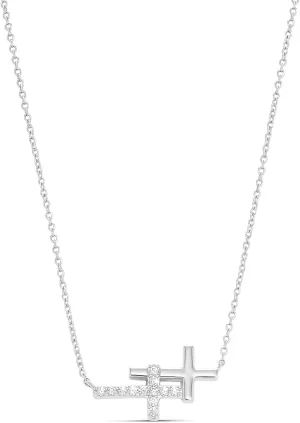 Milla 14K Gold Plated Cross Necklace for Women, Silver Cross Necklaces for Women, 18 inches Chain with Cross Pendant