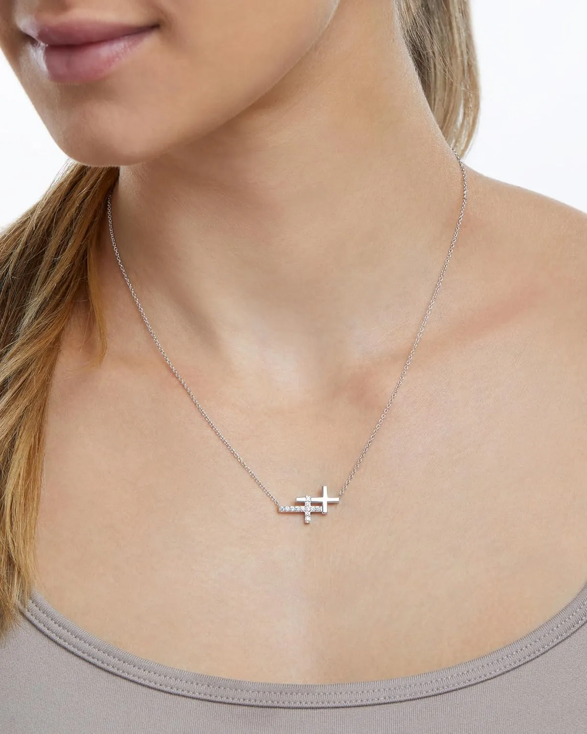 Milla 14K Gold Plated Cross Necklace for Women, Silver Cross Necklaces for Women, 18 inches Chain with Cross Pendant