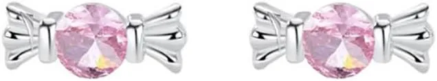 Mini Candy CZ Stud Earrings 925 Sterling Silver Pink Crystal Food Cartilage Tiny Small Studs Earring Cute Halloween Christmas Festival Jewelry Gifs for Women Daughter Hypoallergenic