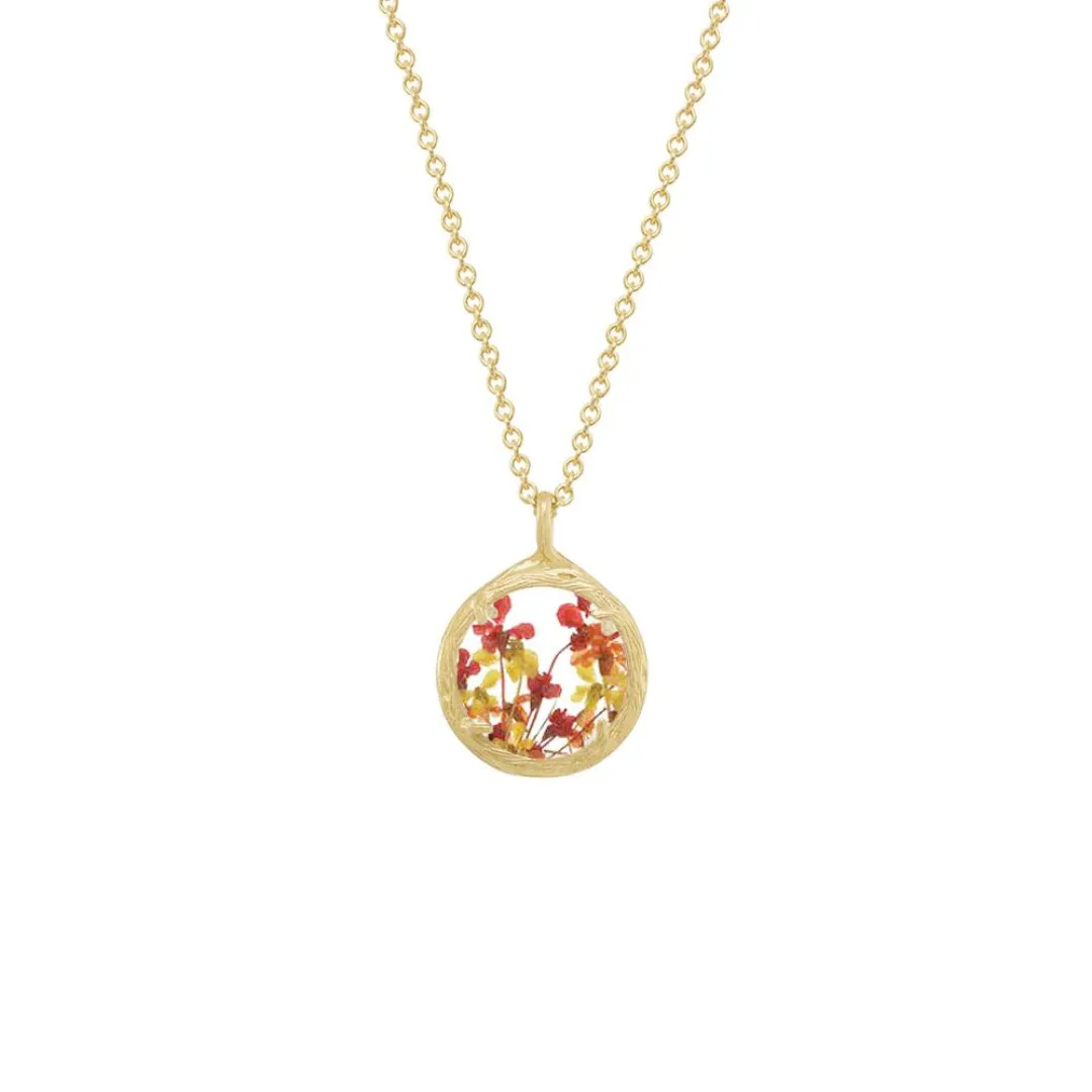 Mini Vermeil Red & Orange Botanic Necklace