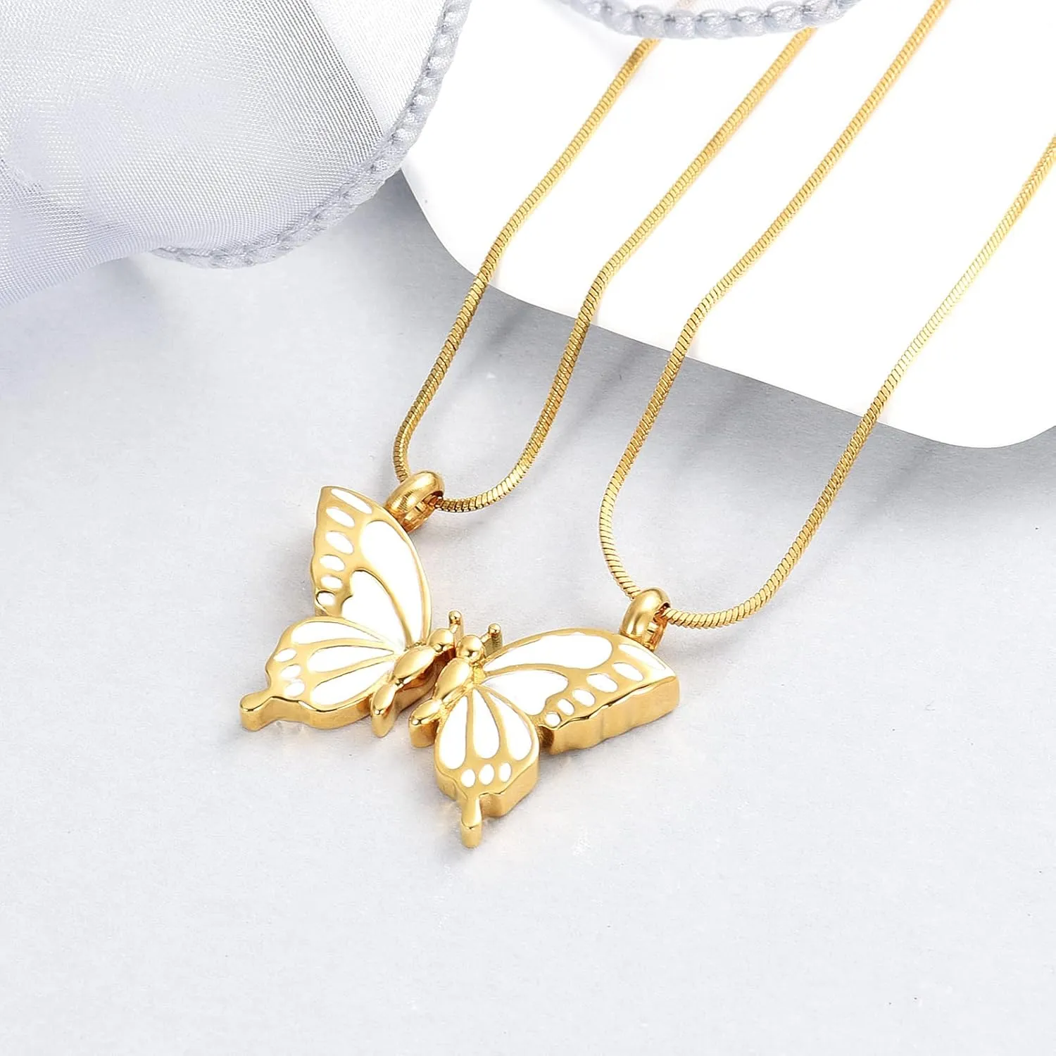 Minicremation 2 Pack Butterfly Cremation Jewelry for Ashes Butterfly Urn Necklaces for Ashes Keepsake Pendant Necklace for Lover/Sisters