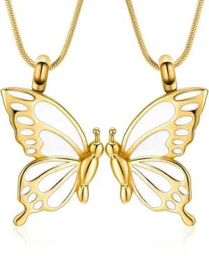 Minicremation 2 Pack Butterfly Cremation Jewelry for Ashes Butterfly Urn Necklaces for Ashes Keepsake Pendant Necklace for Lover/Sisters