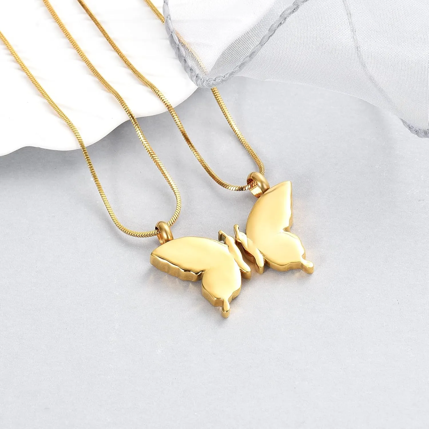Minicremation 2 Pack Butterfly Cremation Jewelry for Ashes Butterfly Urn Necklaces for Ashes Keepsake Pendant Necklace for Lover/Sisters