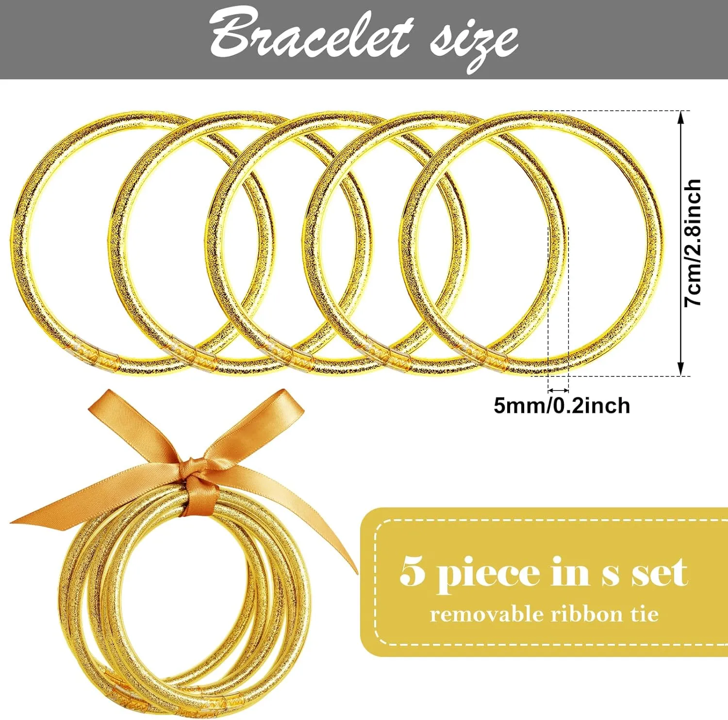 MJartoria Glitter Jelly Bangles Bracelets Set Glitter Filled Jelly Silicone Bracelets for Women