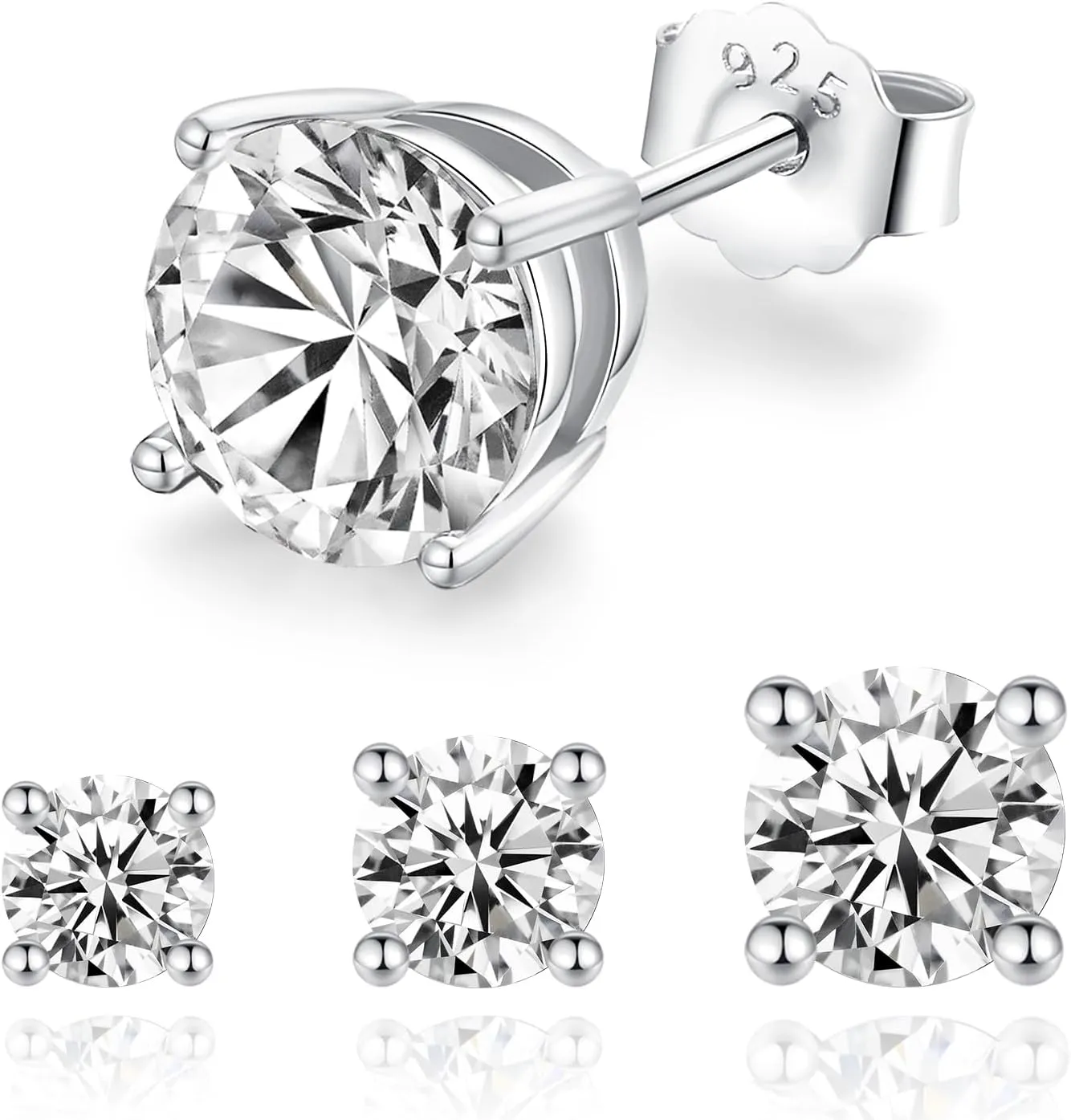 Moissanite Stud Earrings for Women 14k Gold Plated and 925 Sterling Silver Plated Earrings 1/2/3ct Moissanite Earrings Jewelry Gifts for Women Men
