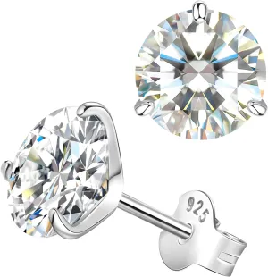 Moissanite Stud Earrings for Women, Gold Vermeil 925 Sterling Silver Lab Created Diamond Studs Solitaire Earrings Jewelry Gift Women Men