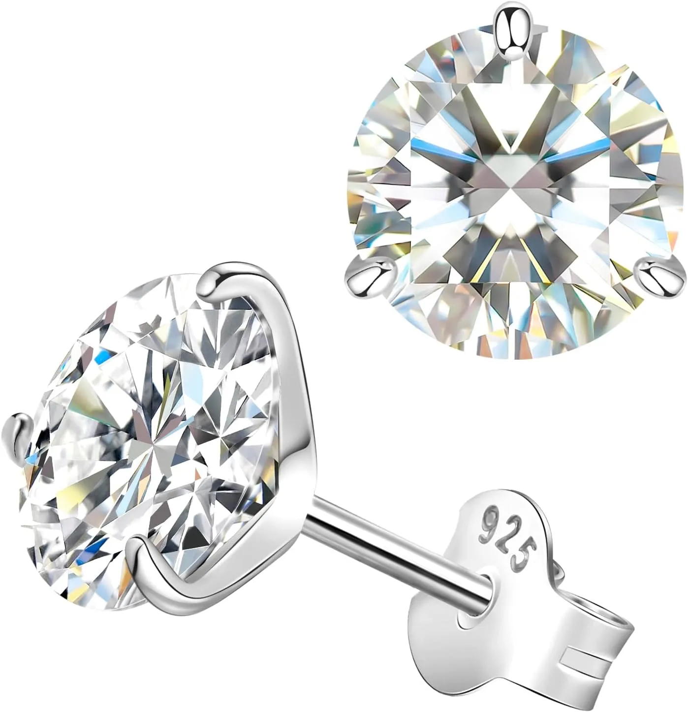 Moissanite Stud Earrings for Women, Gold Vermeil 925 Sterling Silver Lab Created Diamond Studs Solitaire Earrings Jewelry Gift Women Men