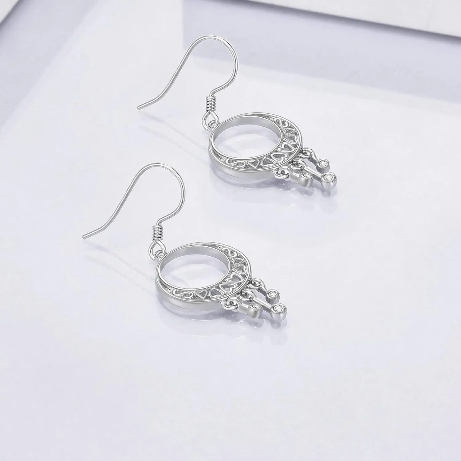 Moon and Sun Drop Dangle Earrings for Women 925 Silver Boho Crescent and Heart Earrings for Girls White Gold Plated Ear Jewelry Gift for Wife/Girlfriend/Daughter