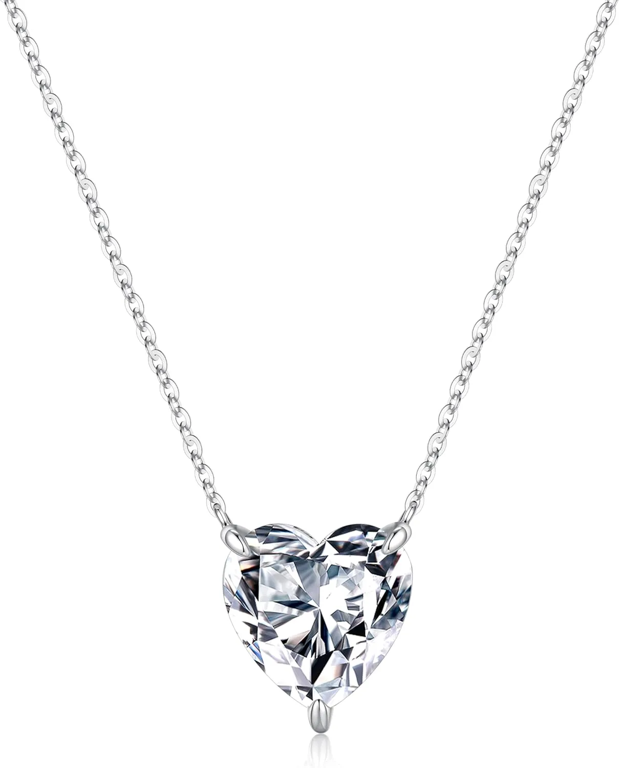 MOOSEA Heart and Round Pendant Necklace for Women, Gifts for Wife, 1-4 Carat Moissanite Jewelry, D Color VVS1 Clarity Lab Created Moissanite 925 Sterling Silver Necklaces