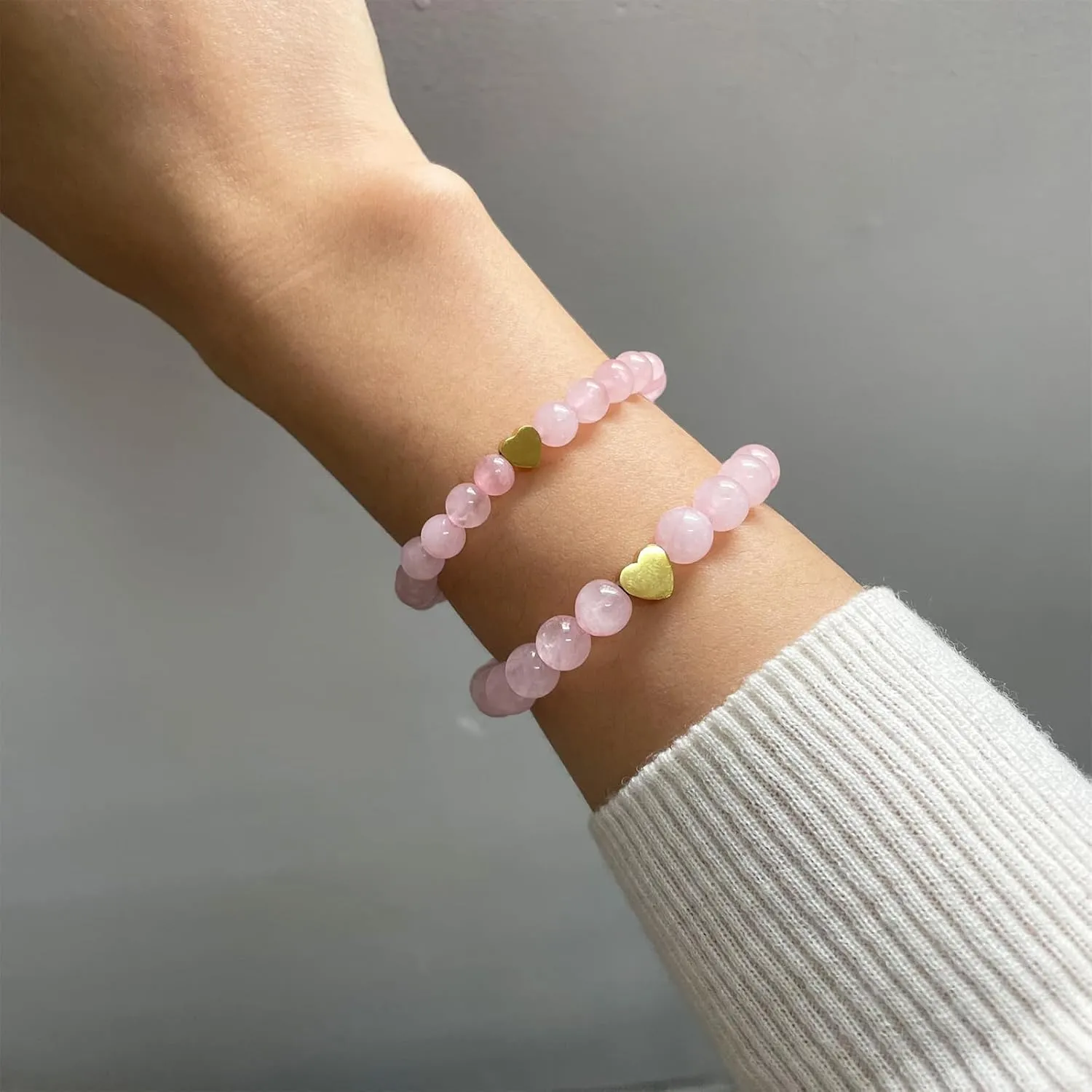 Mother Daughter Bracelets Mom Daughter Matching Heart Natural Stone Bracelet for Mama Me