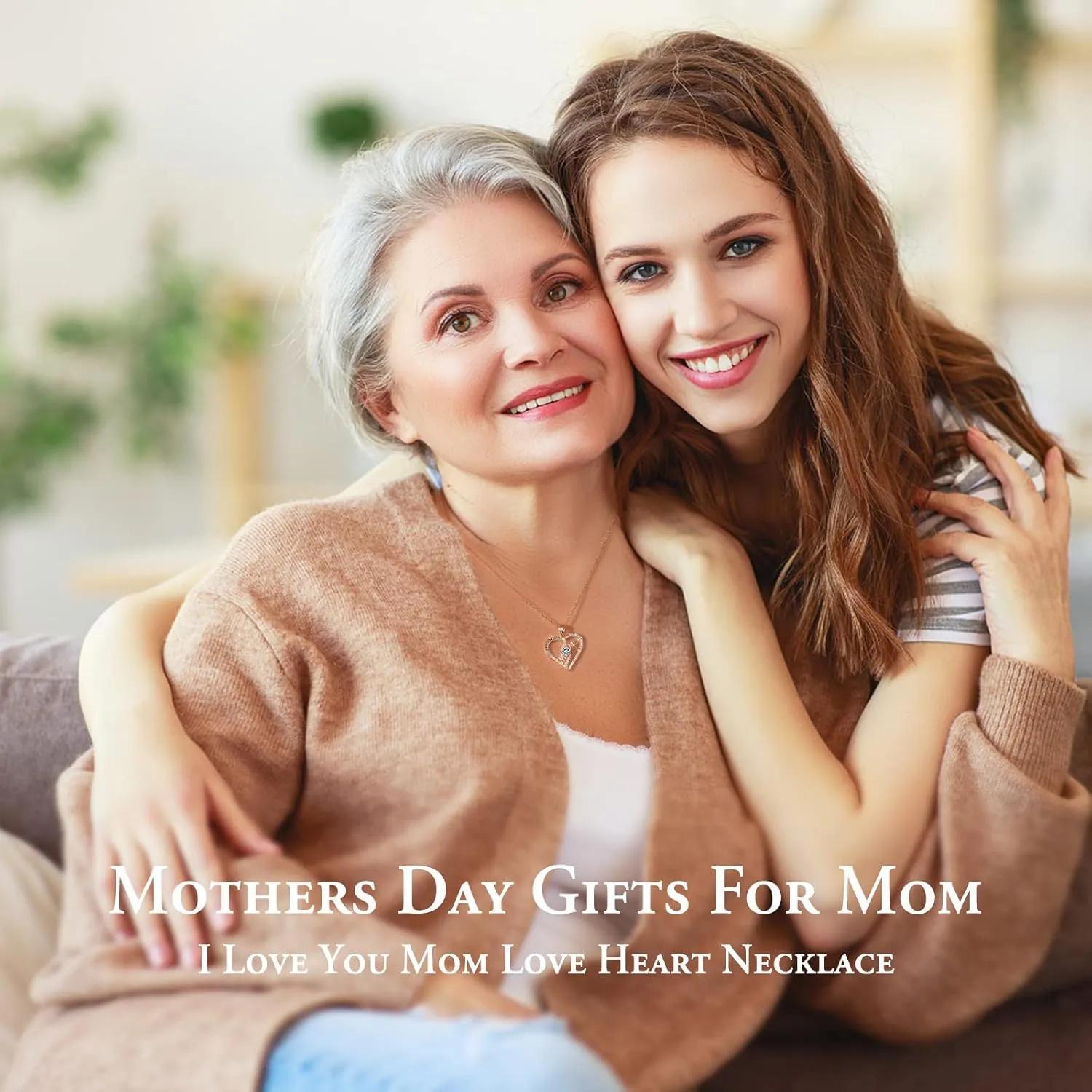 Mothers Day Gift for Mom Women Birthday Gifts Ideas for Wife Rose Gold Diamond Necklaces for Wives Mother Day Jewelry from Daughter I Love You Mom Heart Pendant Necklace for Wife Anniversary Christmas Valentines Gifts for Her Grandma