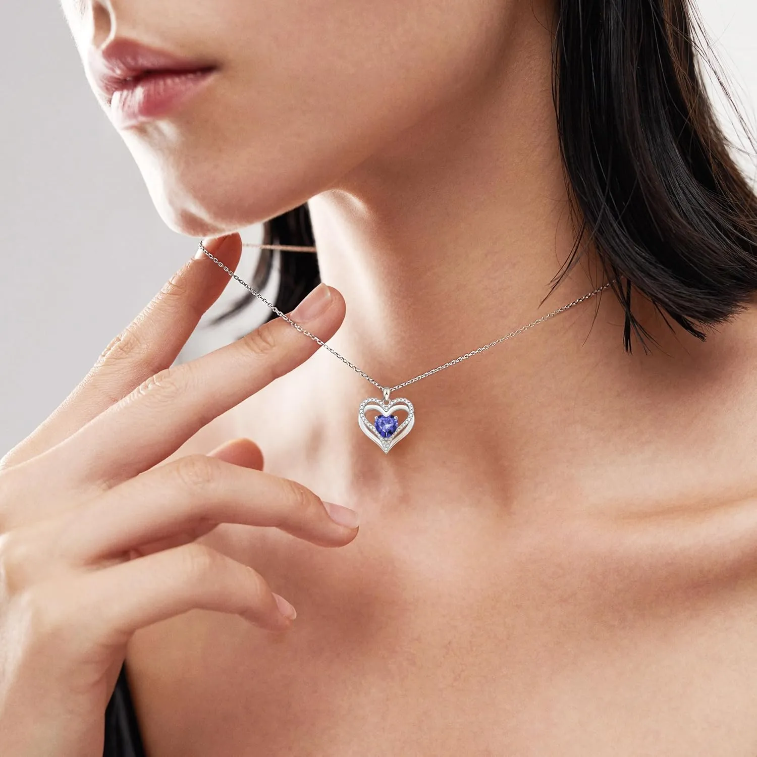 Mothers Gifts for Mom Grandma Wife, Heart Birthstone Pendant Necklace for Women, S925 Sterling Silver Cubic Zirconia Birthston Necklace, Birthday Valentine's Christmas Jewelry Gifts for Women