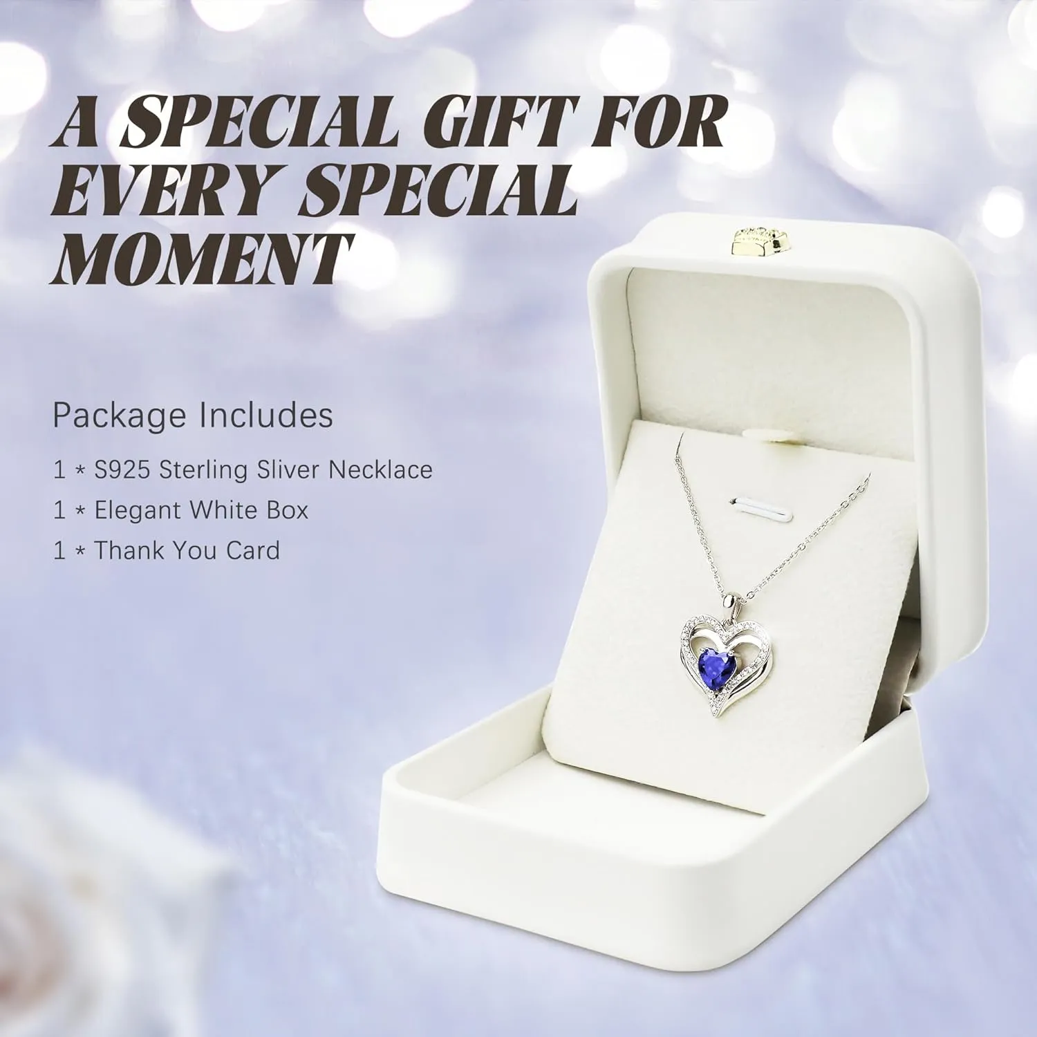 Mothers Gifts for Mom Grandma Wife, Heart Birthstone Pendant Necklace for Women, S925 Sterling Silver Cubic Zirconia Birthston Necklace, Birthday Valentine's Christmas Jewelry Gifts for Women