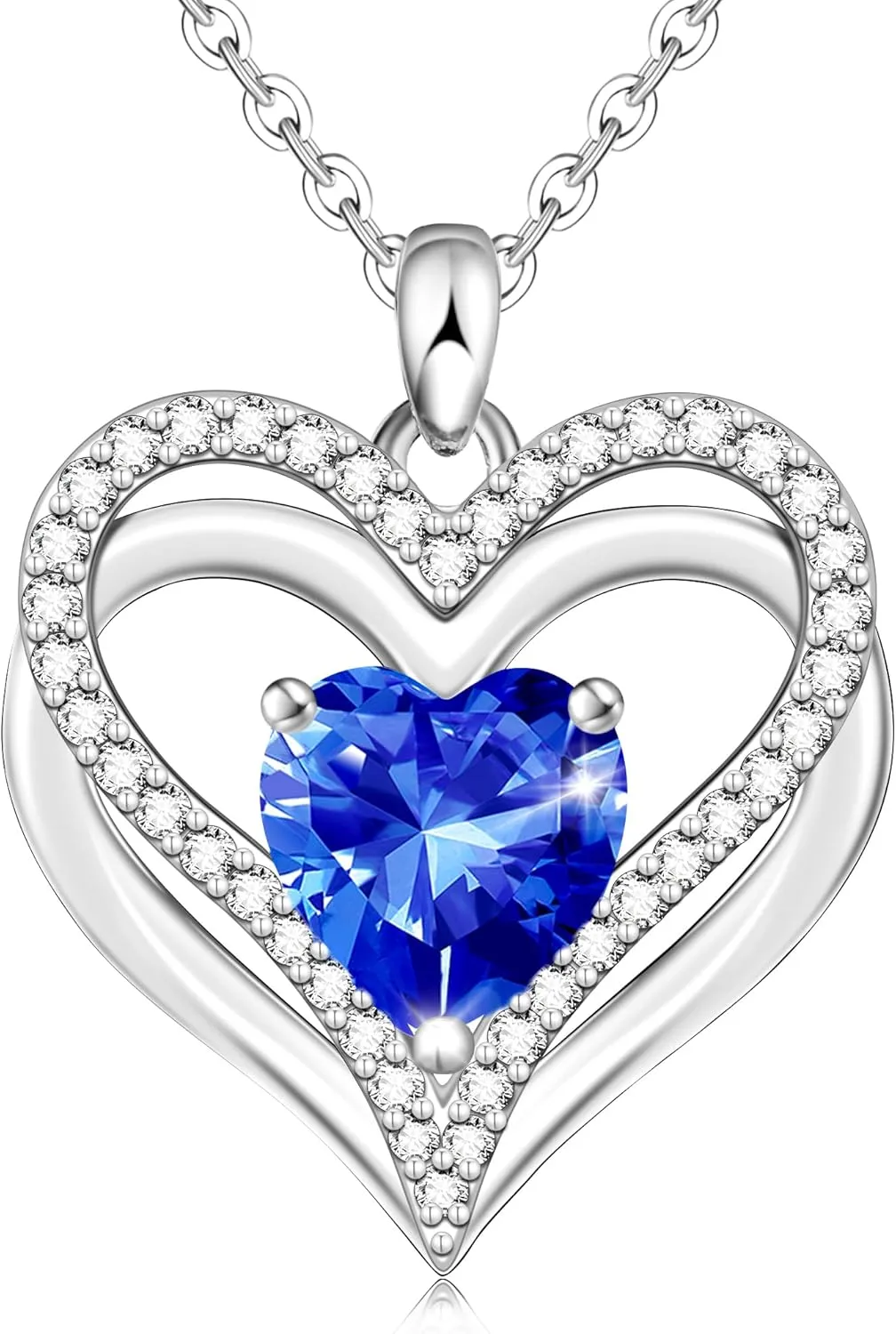 Mothers Gifts for Mom Grandma Wife, Heart Birthstone Pendant Necklace for Women, S925 Sterling Silver Cubic Zirconia Birthston Necklace, Birthday Valentine's Christmas Jewelry Gifts for Women