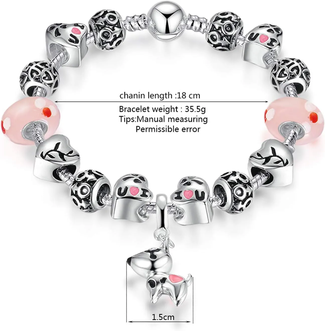 MUERDOU Mother Charms Bracelet for Women Murano Glass Beads Butterfly Flower Charms Amethyst Bracelets