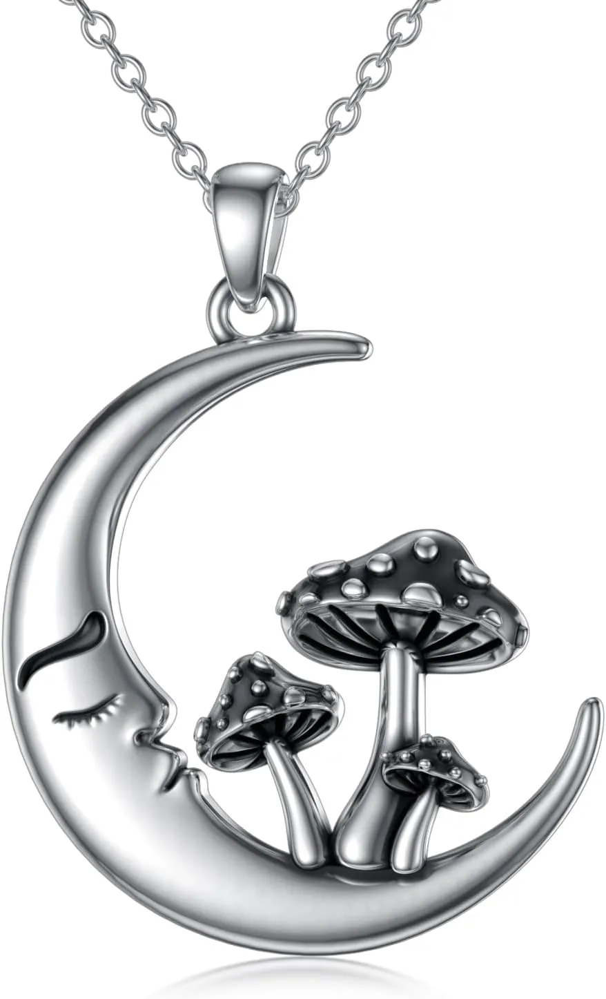 Mushroom Frog Necklace 925 Sterling Silver Mushroom/Frog Necklaces Jewelry Gifts Pendant for Women Wife Girlfriend Sister Birthday Gifts