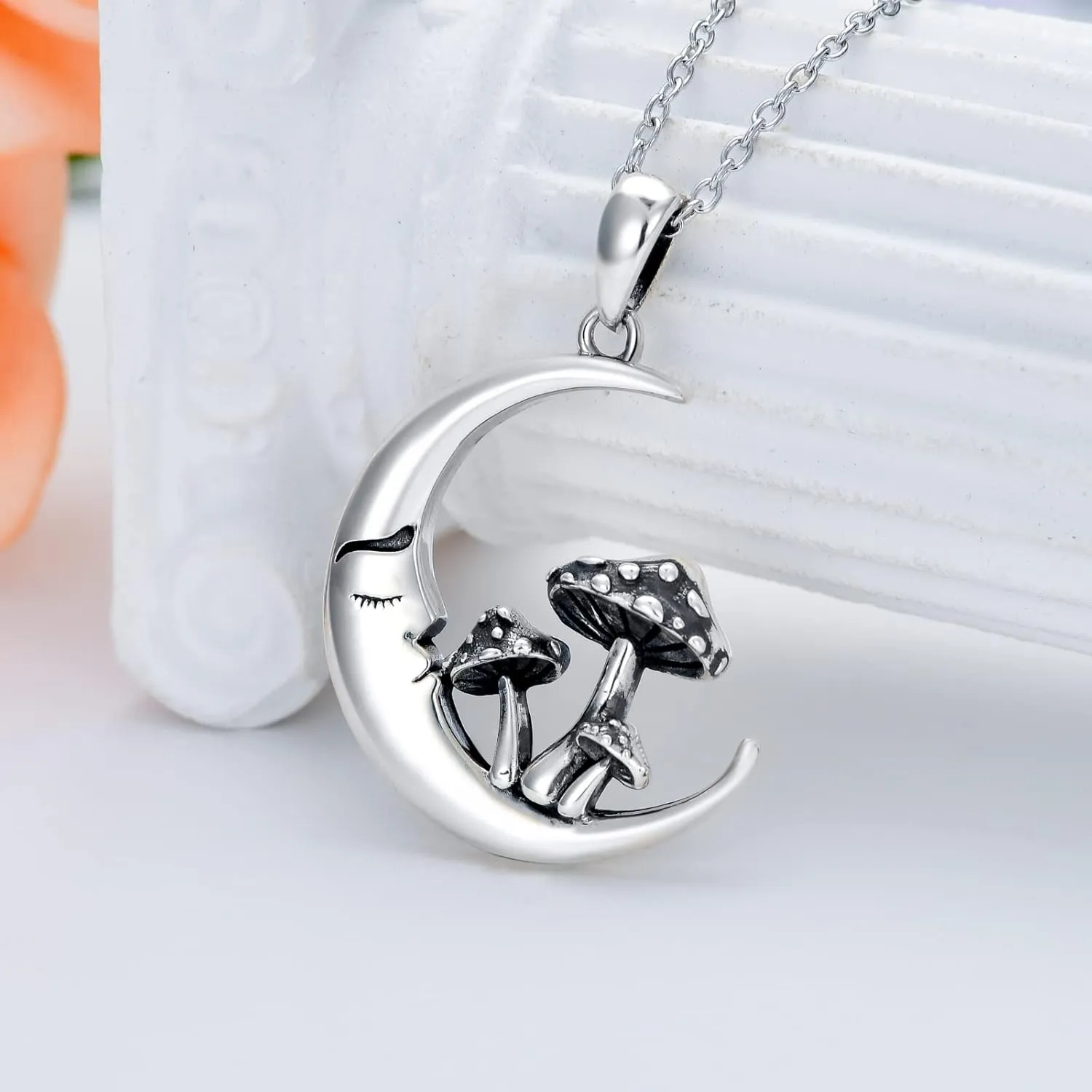 Mushroom Frog Necklace 925 Sterling Silver Mushroom/Frog Necklaces Jewelry Gifts Pendant for Women Wife Girlfriend Sister Birthday Gifts