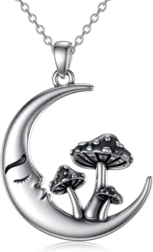 Mushroom Frog Necklace 925 Sterling Silver Mushroom/Frog Necklaces Jewelry Gifts Pendant for Women Wife Girlfriend Sister Birthday Gifts