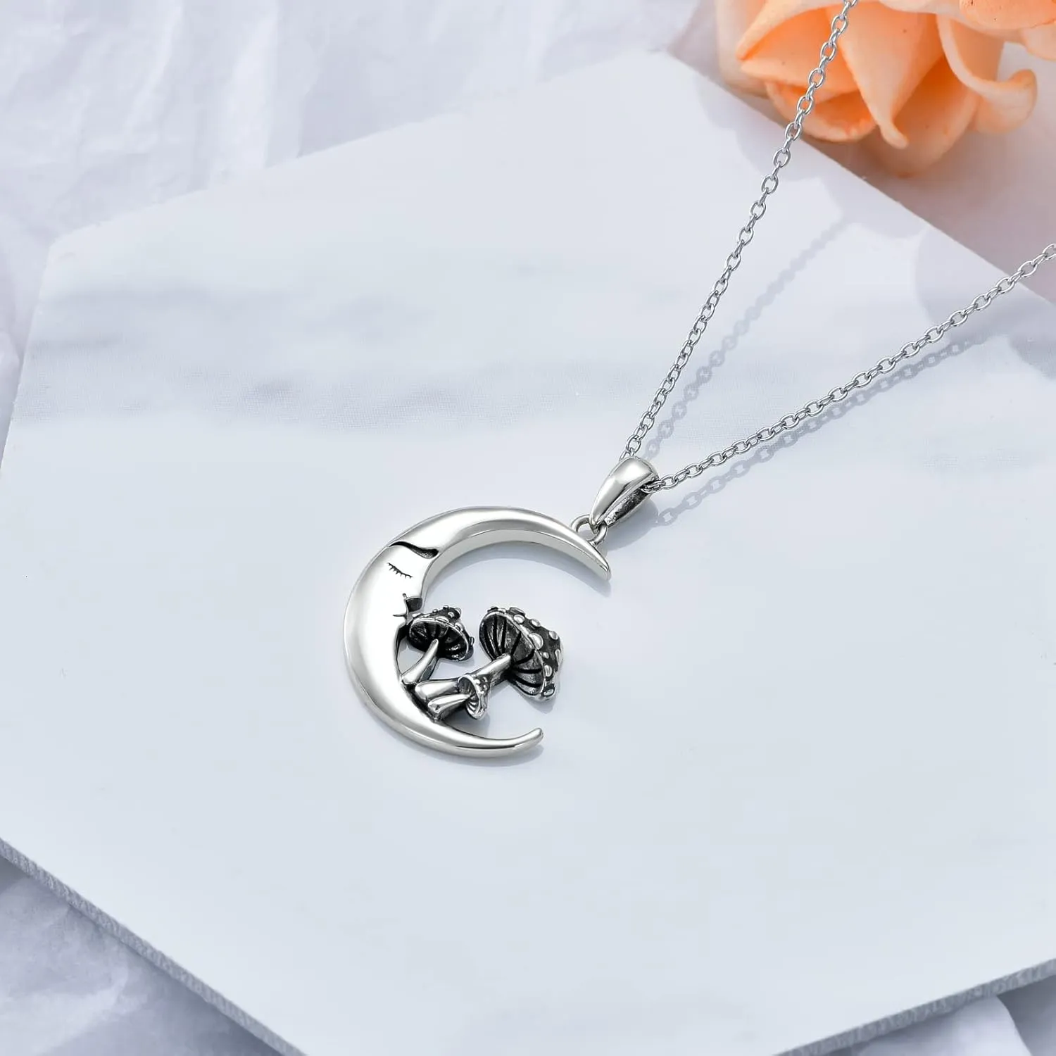 Mushroom Frog Necklace 925 Sterling Silver Mushroom/Frog Necklaces Jewelry Gifts Pendant for Women Wife Girlfriend Sister Birthday Gifts