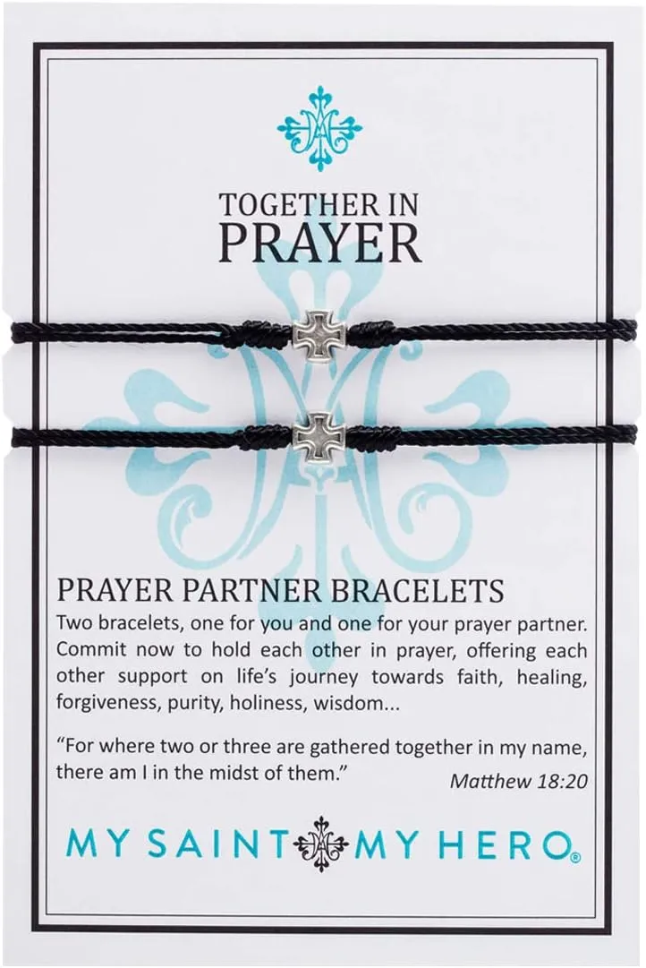 My Saint My Hero "Prayer Partner Bracelet Set  A Sacred Connection of Faith, Friendship & Shared Prayer - Handwoven - Medals Hand-Cast at Sacred Site in Italy