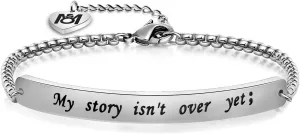 MYOSPARK My Story Isn't Over Yet ID Style Bracelet Inspirational Recovery Gift Semicolon Bracelet