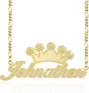 Name Plate Necklaces Double Plated Name Necklace Personalized Custom NameNecklace for Women with Heart 18k Gold Plated Nameplate Pendant for Women