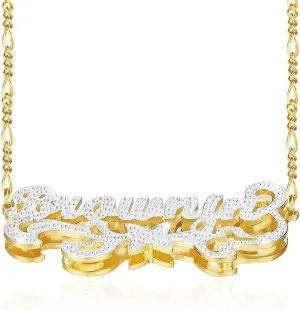 Name Plate Necklaces Double Plated Name Necklace Personalized Custom NameNecklace for Women with Heart 18k Gold Plated Nameplate Pendant for Women