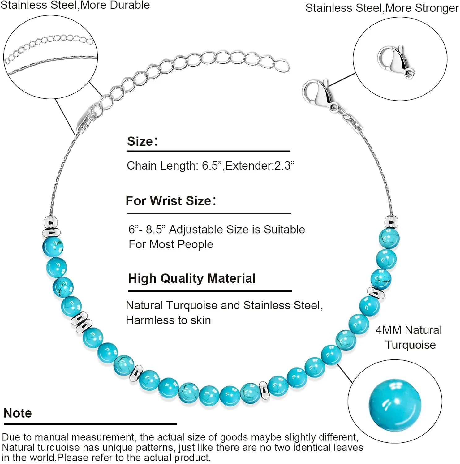 Natural Turquoise Beaded Bracelet,Morse Code Bracelets for Women,Friendships Inspirational Birthday Gifts for Women Mom Wife Best Friends Female Sister Daughter her