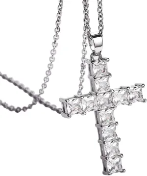 New 2025 For Crystal Cross Pendant Necklace For Women Luxury Elegant Zircon Pendant Jesus Necklace Amulet Jewelry With For You Fashion Accessories Creative Gift