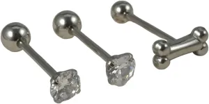 New 2025 Unisex 1Pc Surgical Steel Bone Shape Heart Zircon Tongue Barbell Piercings Ball Rings Fashion Piercing Body Decoration Jewelry Luxury With You Accessories Trendy Best For Gift Women And Men