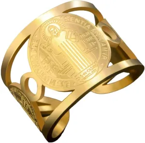 New 2025 Unisex Stainless Steel Religious Adjustable Ring For Men Catholic Christian Faith Amulet Saint Benedict Of Nursia Finger Rings Decoration Jewelry Luxury Accessories Trendy For Women And Men