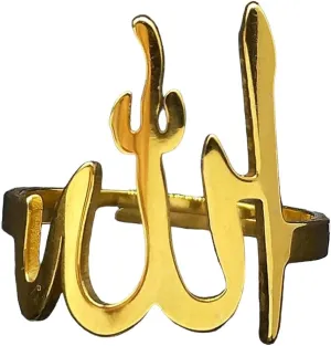 New 2025 Unisex Vintage Arab Islam Allah Prayer Men's Rings Stainless Steel Islamic Muslim Religious Amulet Accessories Party Jewelry Faith Decoration Luxury Trendy Best For Gift For Women And Men