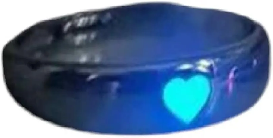 New 2026 Unisex Luminous Blue Pink Light Heart Ring For Women Men Couple Fluorescent Glow In Dark Adjustable Finger Rings Fashion Decoration Jewelry Luxury With You Accessories Trendy And