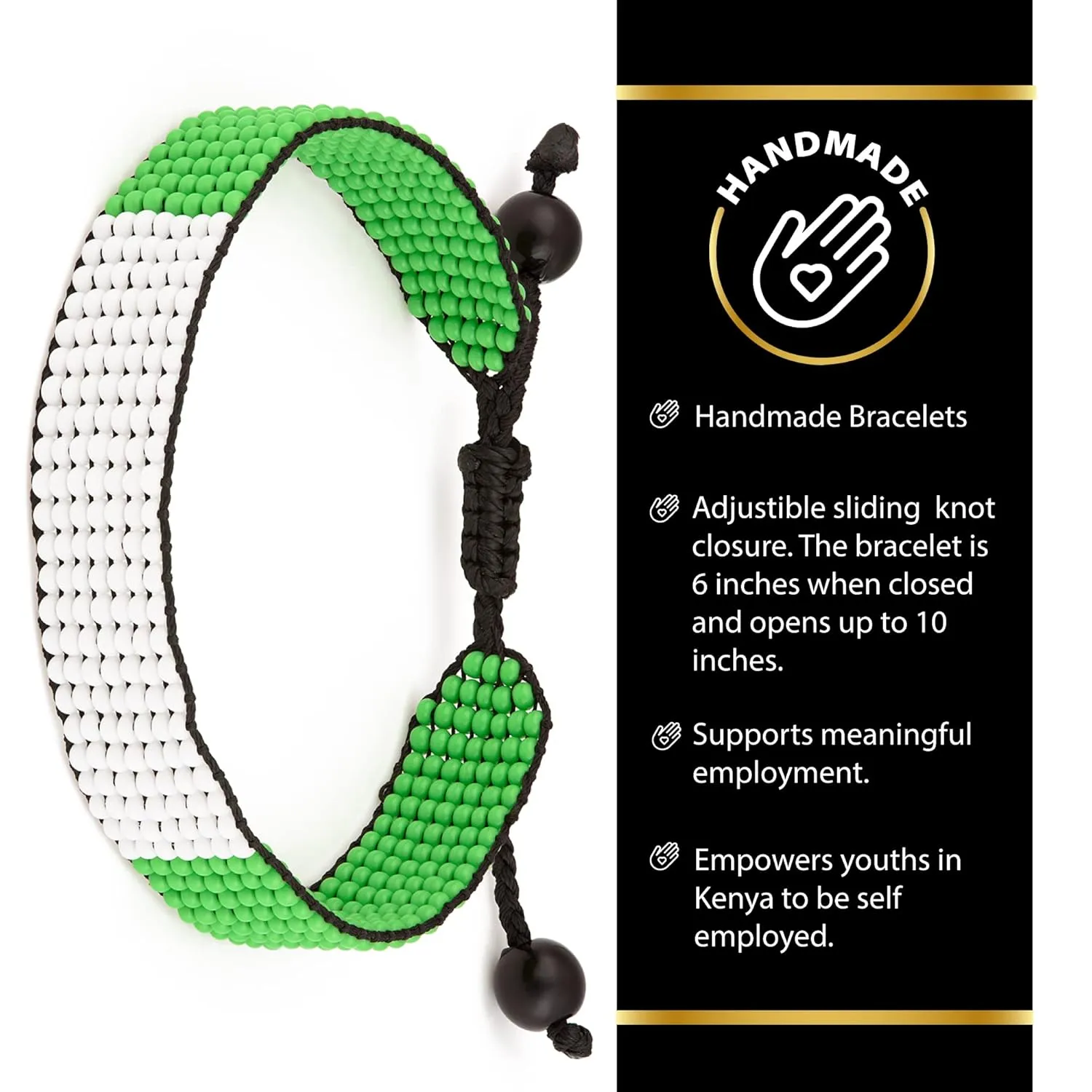 Nigeria Flag Bracelet: Handmade Bracelet,Adjustable Beaded Boho-Style Rope Bangle with Patriotic Design