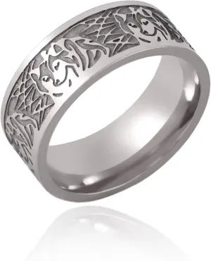 Norse Viking Ring for Men Odin's Fenrir Wolf Head Ring Stainless Steel Celtic Knot Ring Viking Lovely Wolfdog Ring for Men Jewelry Gift
