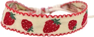 NUEAYMS Strawberry Flower Embroidered Bracelet Handmade Braided Bracelet Friendship Wrap Bracelets Thread Woven Wristbands