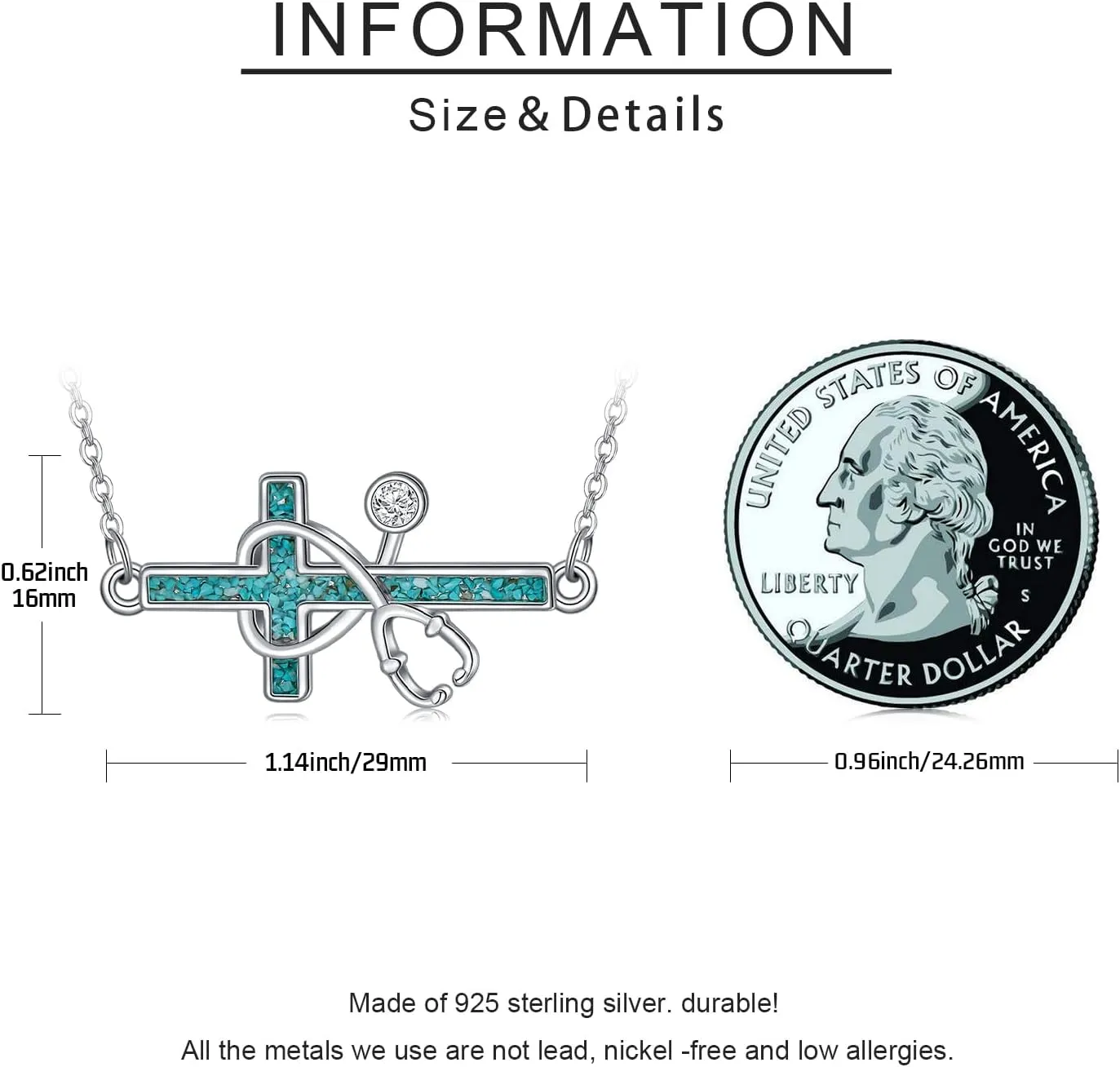 Nurse Necklaces for Women 925 Sterling Silver Stethoscope/Caduceus Pendant Nursing Jewelry Graduation Gifts for Doctor Medical Assistant