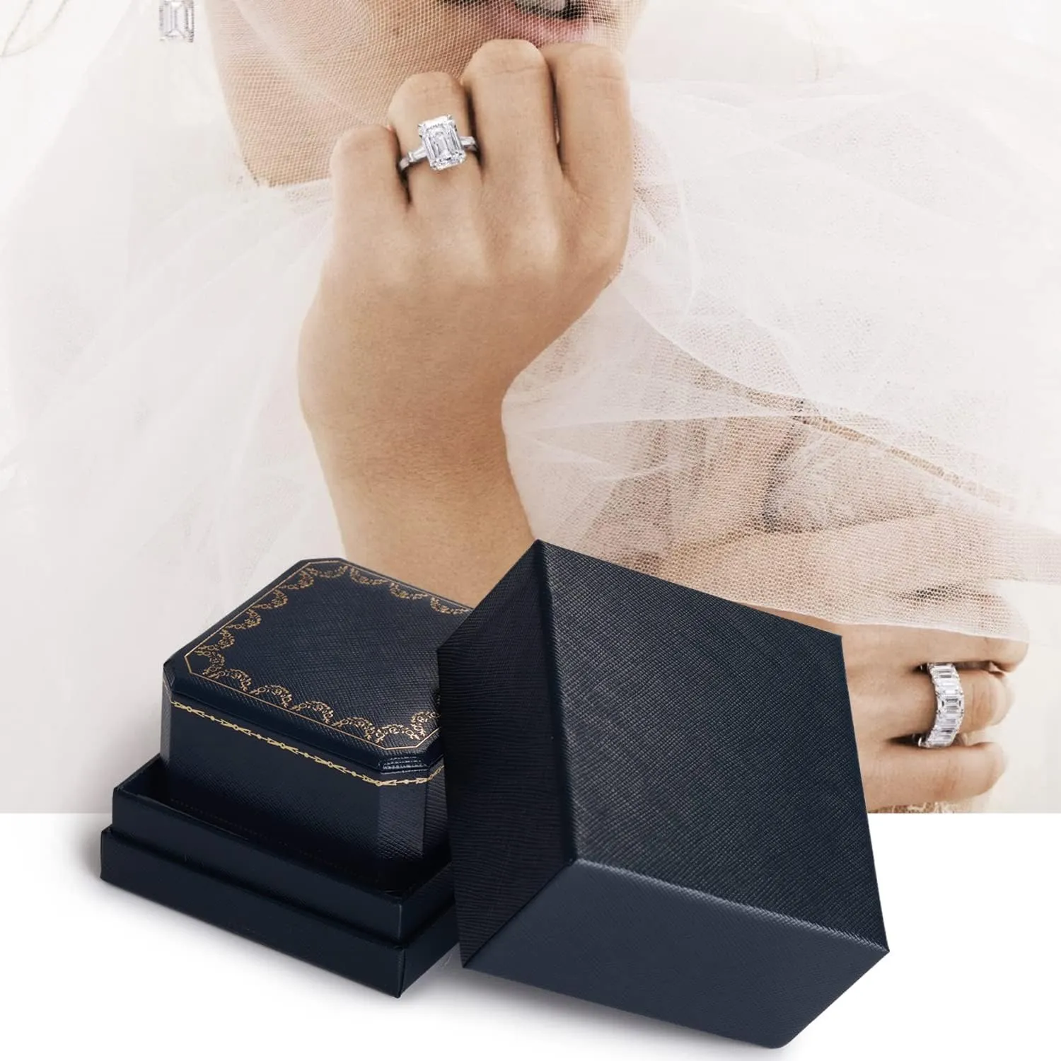 Oirlv Noble Engagement Ring Box Octagonal Ring Boxfor Wedding Ceremony