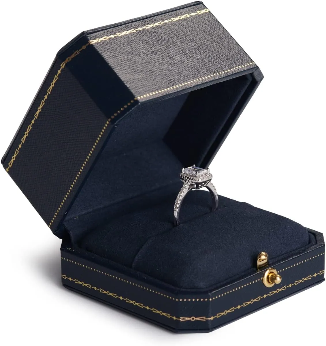 Oirlv Noble Engagement Ring Box Octagonal Ring Boxfor Wedding Ceremony